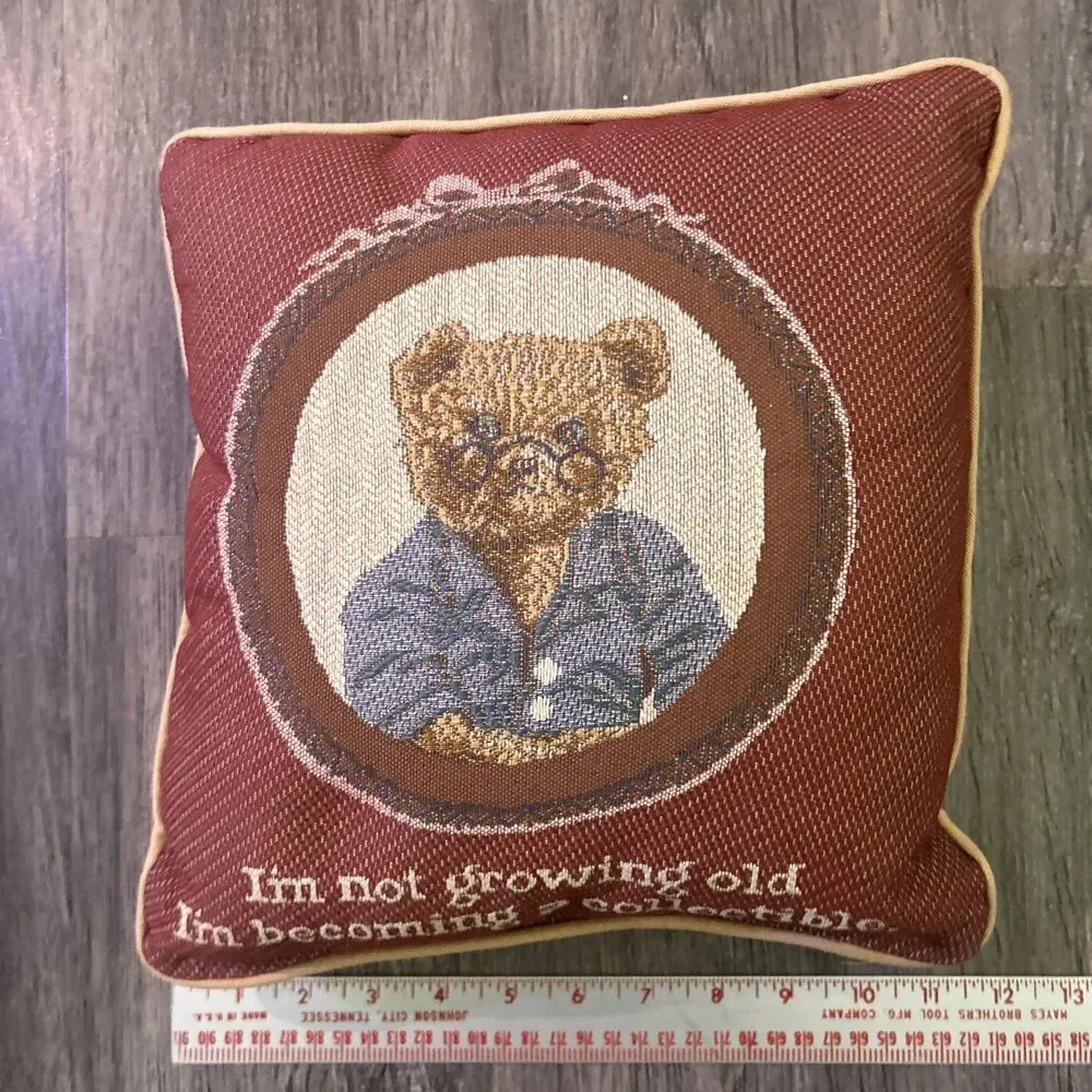 Small Bear Pillow With Cute Quote Cottagecore Country Bear